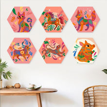 Load image into Gallery viewer, Mini Paint by Numbers Set - Hexagons (6 pieces) - Boho Animal Set