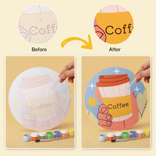 Load image into Gallery viewer, Mini Paint by Numbers Set - Discs Ø7.9" (6 pieces) - Warm Coffee Stories