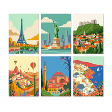 Load image into Gallery viewer, Mini Paint by Numbers Set 5.9"x7.9" (6 pieces) - World in Color Figured'Art