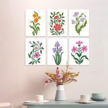 Load image into Gallery viewer, Mini Paint by Numbers Set 5.9"x7.9" (6 pieces) - Wildflower Illustrations
