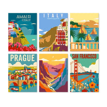 Load image into Gallery viewer, Mini Paint by Numbers Set 5.9"x7.9" (6 pieces) - Grand Tour Poster Figured'Art