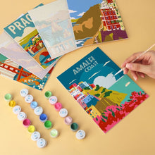 Load image into Gallery viewer, Mini Paint by Numbers Set 5.9"x7.9" (6 pieces) - Grand Tour Poster