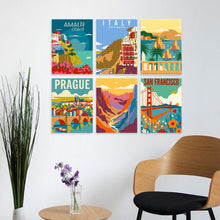 Load image into Gallery viewer, Mini Paint by Numbers Set 5.9"x7.9" (6 pieces) - Grand Tour Poster