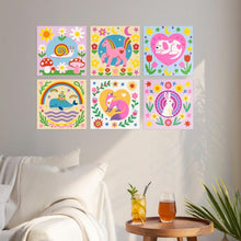 Load image into Gallery viewer, Mini Paint by Numbers Set 7.9"x7.9" (6 pieces) - Playful Folk Creatures