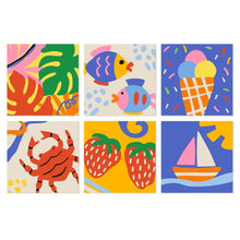 Load image into Gallery viewer, Mini Paint by Numbers Set 7.9"x7.9" (6 pieces) - Summer Shapes Figured'Art