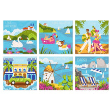 Load image into Gallery viewer, Mini Paint by Numbers Set 7.9"x7.9" (6 pieces) - Colorful Summer Days Figured'Art