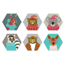 Load image into Gallery viewer, Mini Paint by Numbers Set - Hexagons (6 pieces) - Critter Portraits Figured'Art