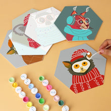 Load image into Gallery viewer, Mini Paint by Numbers Set - Hexagons (6 pieces) - Critter Portraits