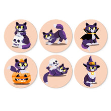 Load image into Gallery viewer, Mini Paint by Numbers Set - Discs Ø7.9" (6 pieces) - Cat and Midnight Magic Figured'Art