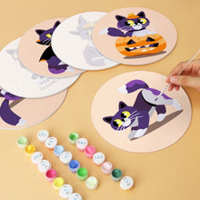 Load image into Gallery viewer, Mini Paint by Numbers Set - Discs Ø7.9" (6 pieces) - Cat and Midnight Magic