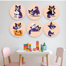 Load image into Gallery viewer, Mini Paint by Numbers Set - Discs Ø7.9" (6 pieces) - Cat and Midnight Magic