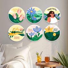 Load image into Gallery viewer, Mini Paint by Numbers Set - Discs Ø7.9" (6 pieces) - Blooming Seasons
