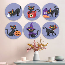 Load image into Gallery viewer, Mini Paint by Numbers Set - Discs Ø7.9" (6 pieces) - Cats and Witchcraft