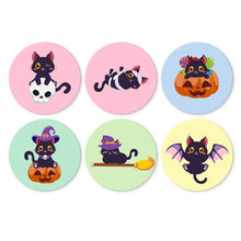 Load image into Gallery viewer, Mini Paint by Numbers Set - Discs Ø7.9" (6 pieces) - Halloween Kittens Figured'Art