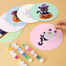 Load image into Gallery viewer, Mini Paint by Numbers Set - Discs Ø7.9" (6 pieces) - Halloween Kittens