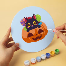 Load image into Gallery viewer, Mini Paint by Numbers Set - Discs Ø7.9" (6 pieces) - Halloween Kittens