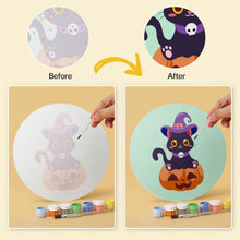 Load image into Gallery viewer, Mini Paint by Numbers Set - Discs Ø7.9" (6 pieces) - Halloween Kittens