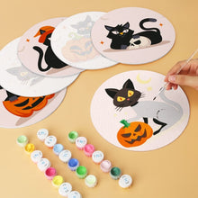 Load image into Gallery viewer, Mini Paint by Numbers Set - Discs Ø7.9" (6 pieces) - Spooky Cats