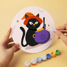 Load image into Gallery viewer, Mini Paint by Numbers Set - Discs Ø7.9" (6 pieces) - Spooky Cats