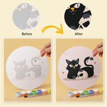Load image into Gallery viewer, Mini Paint by Numbers Set - Discs Ø7.9" (6 pieces) - Spooky Cats