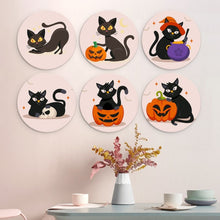 Load image into Gallery viewer, Mini Paint by Numbers Set - Discs Ø7.9" (6 pieces) - Spooky Cats