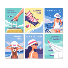 Load image into Gallery viewer, Mini Paint by Numbers Set 5.9"x7.9" (6 pieces) - Wanderlust Summer Figured'Art