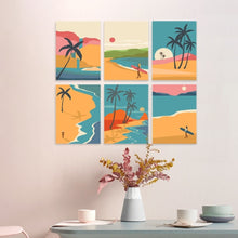 Load image into Gallery viewer, Mini Paint by Numbers Set 5.9"x7.9" (6 pieces) - Golden Coastline