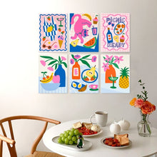 Load image into Gallery viewer, Mini Paint by Numbers Set 5.9"x7.9" (6 pieces) - Fruity Picnic
