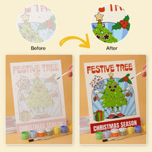 Load image into Gallery viewer, Mini Paint by Numbers Set 5.9"x7.9" (6 pieces) - Comic Christmas