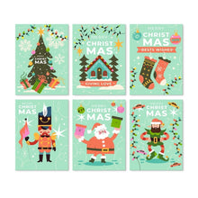 Load image into Gallery viewer, Mini Paint by Numbers Set 5.9"x7.9" (6 pieces) - Christmas in Mint Figured'Art
