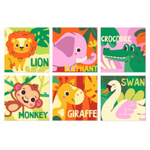 Load image into Gallery viewer, Mini Paint by Numbers Set 7.9"x7.9" (6 pieces) - Playful Animals Figured'Art