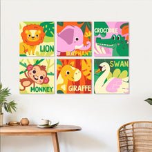 Load image into Gallery viewer, Mini Paint by Numbers Set 7.9"x7.9" (6 pieces) - Playful Animals