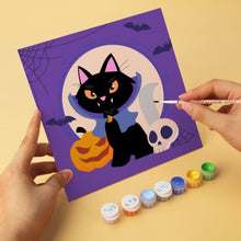 Load image into Gallery viewer, Mini Paint by Numbers Set 7.9"x7.9" (6 pieces) - Playful Halloween Cats