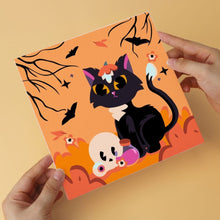 Load image into Gallery viewer, Mini Paint by Numbers Set 7.9"x7.9" (6 pieces) - Playful Halloween Cats