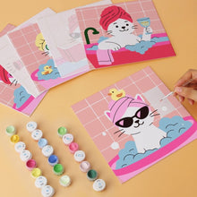 Load image into Gallery viewer, Mini Paint by Numbers Set 7.9"x7.9" (6 pieces) - Spa Day Cats 2