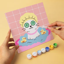Load image into Gallery viewer, Mini Paint by Numbers Set 7.9"x7.9" (6 pieces) - Spa Day Cats 2