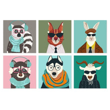 Load image into Gallery viewer, Mini Paint by Numbers Set 7.9"x7.9" (6 pieces) - Cool Critters Figured'Art