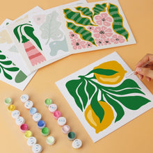Load image into Gallery viewer, Mini Paint by Numbers Set 7.9"x7.9" (6 pieces) - Botanical Shapes Pattern