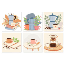 Load image into Gallery viewer, Mini Paint by Numbers Set 7.9"x7.9" (6 pieces) - Coffee Ritual Figured'Art