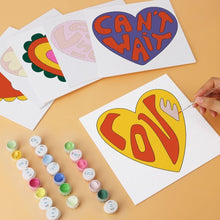 Load image into Gallery viewer, Mini Paint by Numbers Set 7.9"x7.9" (6 pieces) - Groovy Hearts