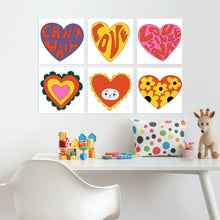 Load image into Gallery viewer, Mini Paint by Numbers Set 7.9"x7.9" (6 pieces) - Groovy Hearts