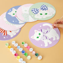 Load image into Gallery viewer, Mini Paint by Numbers Set - Discs Ø7.9" (6 pieces) - Ribbon and Cats