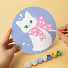 Load image into Gallery viewer, Mini Paint by Numbers Set - Discs Ø7.9" (6 pieces) - Ribbon and Cats