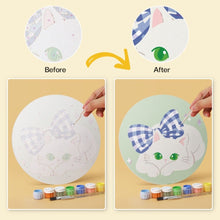 Load image into Gallery viewer, Mini Paint by Numbers Set - Discs Ø7.9" (6 pieces) - Ribbon and Cats