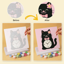 Load image into Gallery viewer, Mini Paint by Numbers Set 7.9"x7.9" (6 pieces) - Tick Tock Cats