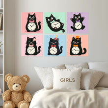 Load image into Gallery viewer, Mini Paint by Numbers Set 7.9"x7.9" (6 pieces) - Tick Tock Cats