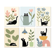 Load image into Gallery viewer, Mini Paint by Numbers Set 5.9"x7.9" (6 pieces) - Curious Black Cats Figured'Art
