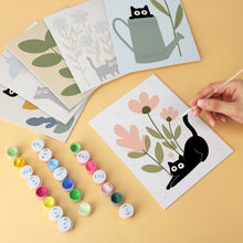 Load image into Gallery viewer, Mini Paint by Numbers Set 5.9"x7.9" (6 pieces) - Curious Black Cats