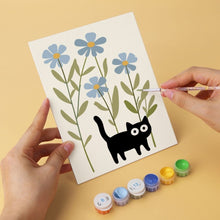 Load image into Gallery viewer, Mini Paint by Numbers Set 5.9"x7.9" (6 pieces) - Curious Black Cats