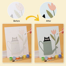 Load image into Gallery viewer, Mini Paint by Numbers Set 5.9"x7.9" (6 pieces) - Curious Black Cats